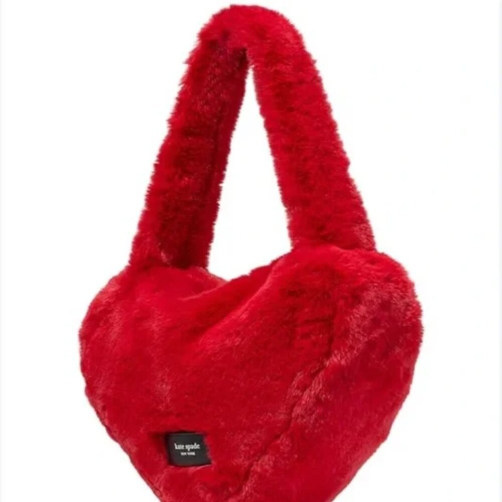 Kate Spade Luver Faux Fur Large Heart Tote NWOT Never used - Picture 4 of 6